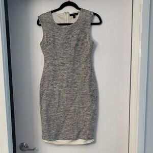 Banana Republic Black and White Textured Sleeveless Sheath Dress